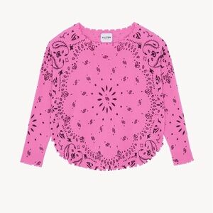 Kujten Women's Pink Bandana-Print Pullover Sweater